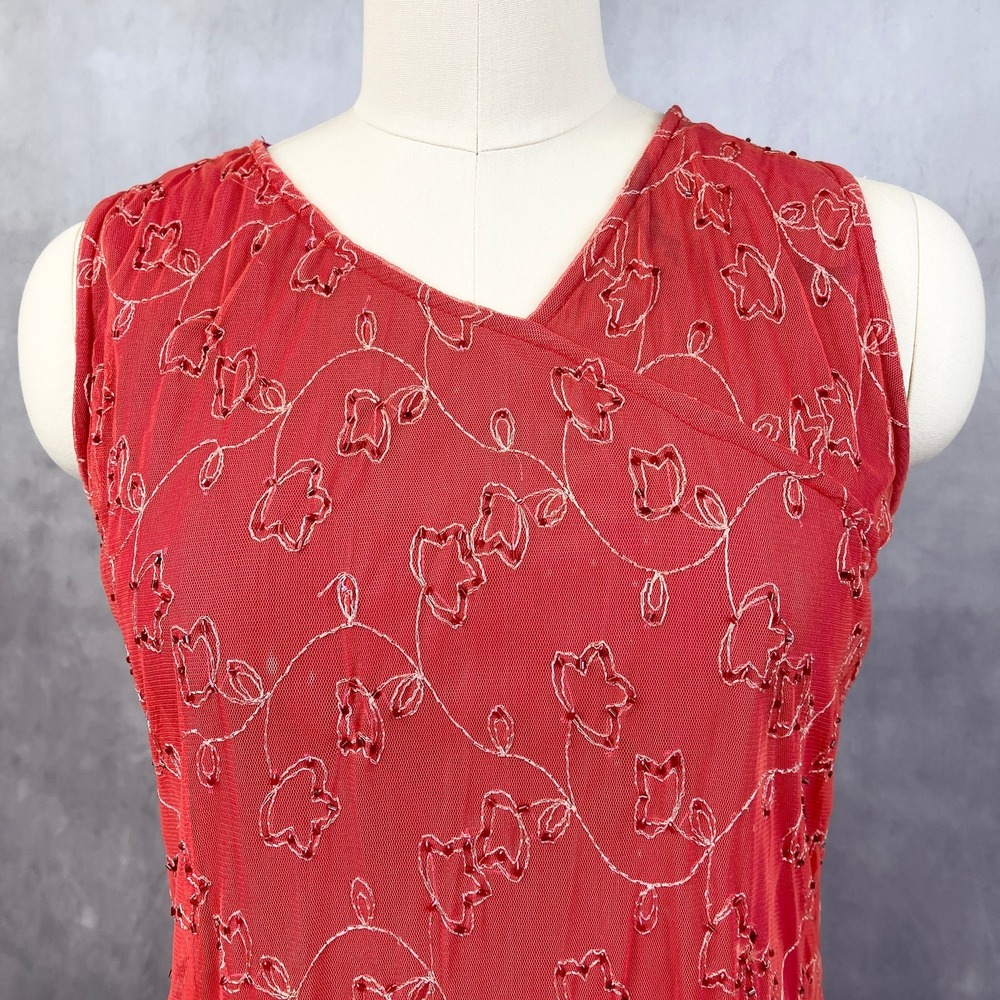 Y2K Womens Ethereal Mesh Dress Medium Cottage Fairy Grunge Artsy Glam HOCO - Picture 12 of 12